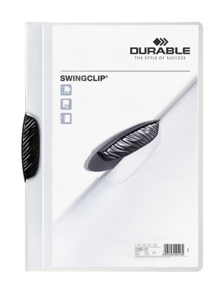 Durable Swingclip - Präsentationsmappe - A4 - Schwarz - Durchscheinend - Weiß - Porträt - 30 Blätter