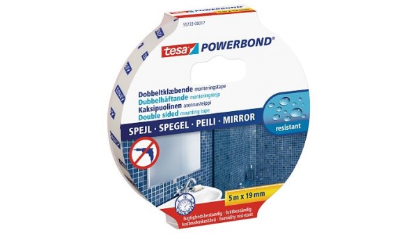 Tesa Powerbond SPIEGEL - Montageband - Weiß - 5 m - Kunststoff - Holz - 19 mm - 5000 mm