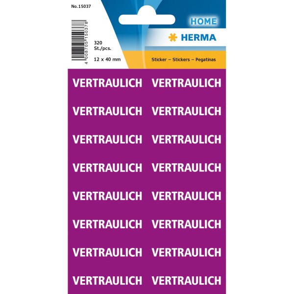 HERMA Textetiketten "Vertraulich" 12.5 x 40 mm 320 Stück - Papier - Deutschland - 12,5 mm - 40 mm -