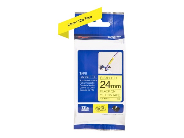 Brother TZeFX651 - Schwarz auf Gelb - Rolle (2,4 cm x 8 m)