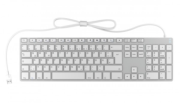KeySonic KSK-8022U - Standard - USB - Membran-Schlüsselschalter - QWERTZ - Silber - Weiß