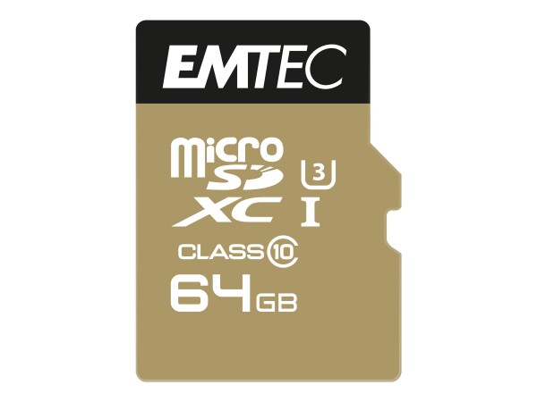 EMTEC Speicherkarte microSDXC 64GB Class10 Speed'IN 95/90 MBs (mit Adapter)