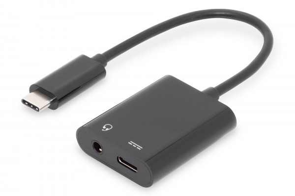DIGITUS USB Type-C Adapter / Konverter, Type-C auf USB Type-C + 3.5mm Klinke