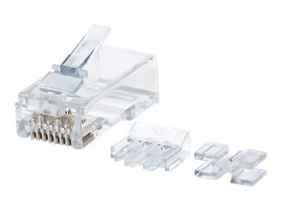 Intellinet RJ45 Modular Plugs, Cat6A, UTP, 3-prong, for solid wire, 15 gold plated contacts, 80 pack