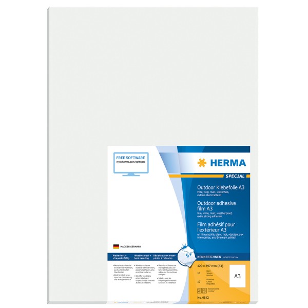 HERMA 9542 - Weiß - Rechteck - A3 - Universal - Polyethylen - Matte