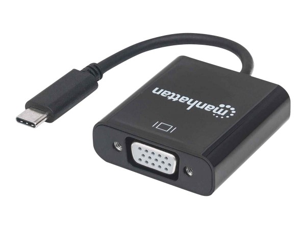 Manhattan USB-C to VGA Converter Cable, 8cm, Male to Female, 1920x1080p@60Hz, Black, Blister - Video