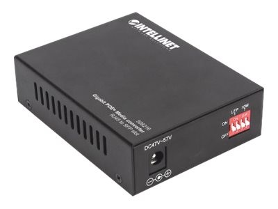 Intellinet Gigabit PoE+ Media Converter, 1 x 1000Base-T RJ45 Port to 1 x SFP Port, PoE+ Injector (Eu
