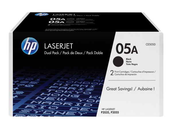 HP 05A - 2er-Pack - Schwarz - Original - LaserJet - Tonerpatrone (CE505D)