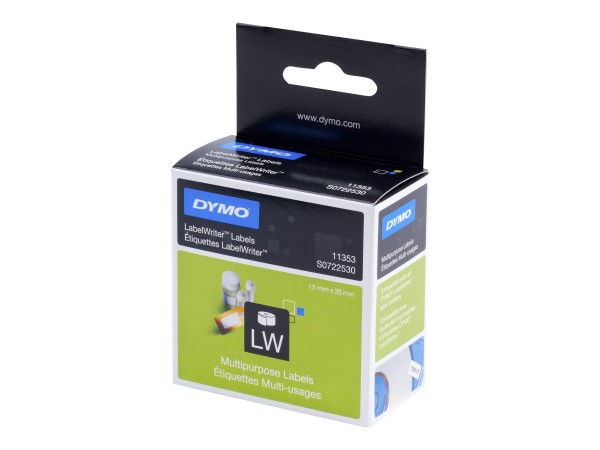 Dymo LabelWriter MultiPurpose - Permanenter Klebstoff - weiß - 13 x 25 mm 1000 Etikett(en) (1 Rolle(