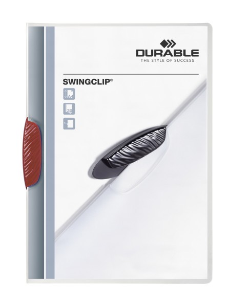 Durable Swingclip - Präsentationsmappe - A4 - Durchscheinend - Weiß - Rot - Porträt - 30 Blätter - M