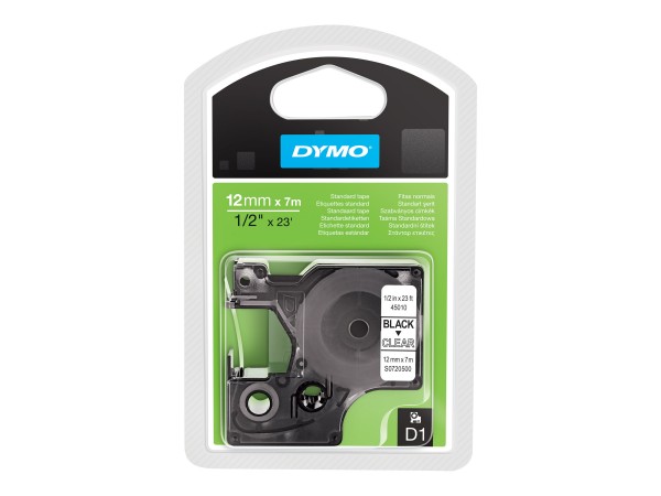 Dymo D1 - Standard-Etikettierband - schwarz auf durchsichtig