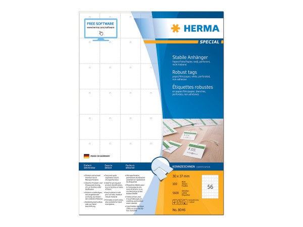 HERMA Special - Papier - perforiert - weiß - 35 x 59.4 mm 3000 Etikett(en) (100 Bogen x 30)