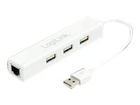 LogiLink USB 2.0 to Fast Ethernet Adapter with 3-Port USB Hub