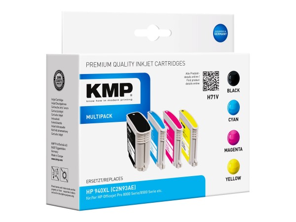 KMP MULTIPACK H71V - 4er-Pack - Schwarz, Gelb, Cyan, Magenta - Tintenpatrone (Alternative zu: HP 940