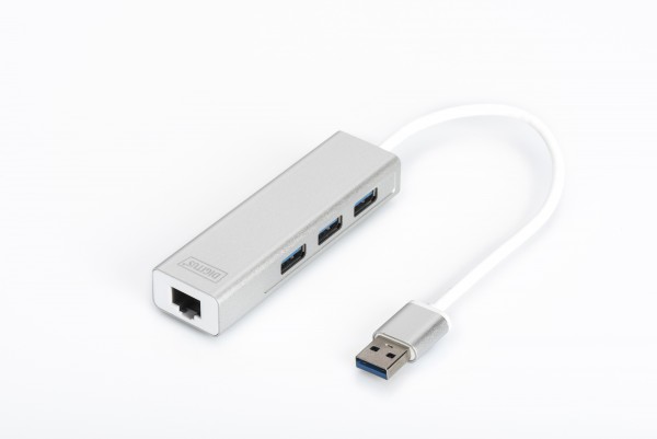 DIGITUS USB 3.0 3-Port Hub & Gigabit LAN-Adapter