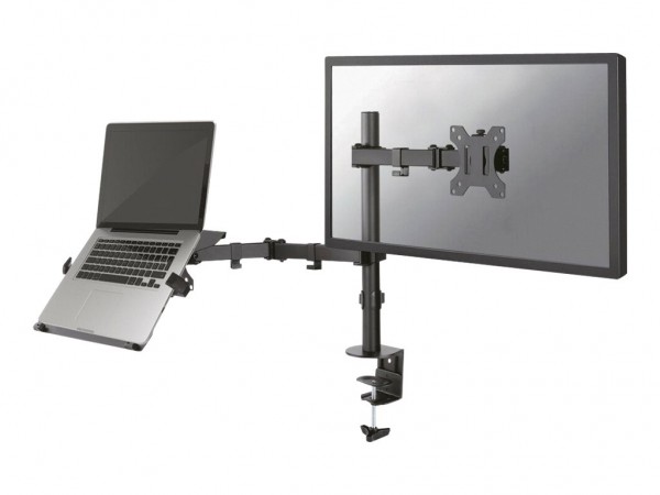 NewStar Full Motion and Desk Mount (clamp) for 10-27" Monitor Screen AND Laptop, Height Adjustable -