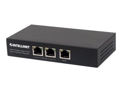 Intellinet 2-Port Gigabit High-Power PoE+ Extender Repeater, IEEE 802.3at/af Power over Ethernet (Po