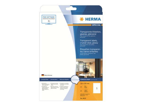 HERMA Special - Glänzend - selbstklebend - durchsichtig - A4 (210 x 297 mm)