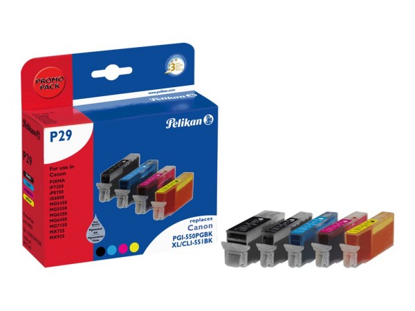 Pelikan P29 Promo pack - 5er-Pack - Schwarz, Gelb, Cyan, Magenta - Tintenpatrone (Alternative zu: Ca