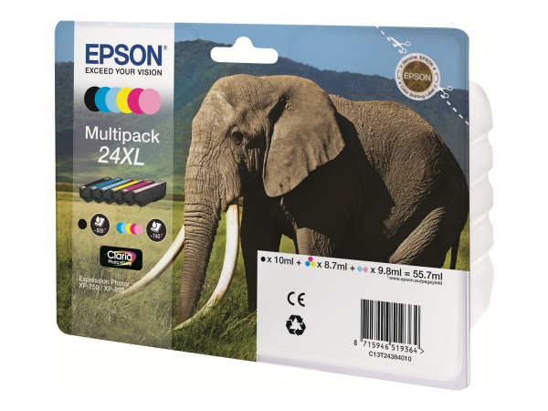 Epson 24 Multipack - 6er-Pack - 29.1 ml - Schwarz, Gelb, Cyan, Magenta, hellmagentafarben, hell Cyan