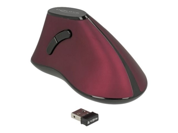Delock Maus - ergonomisch - Für Rechtshänder - optisch - 5 Tasten - kabellos - 2.4 GHz - kabelloser