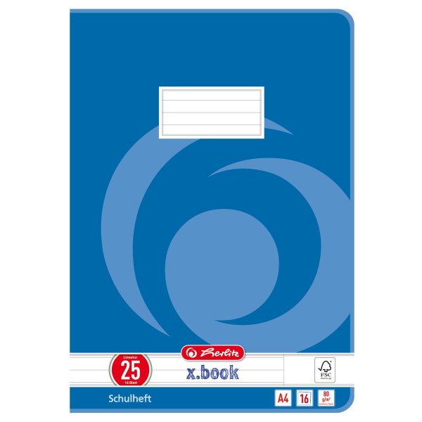 Herlitz 3322500 - Blau - 16 Blätter - Liniertes Papier - A4 - Klammerbindung - Papier