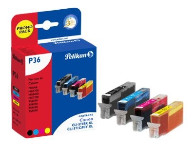 Pelikan P36 - 4er-Pack - 48 ml - Schwarz, Gelb, Cyan, Magenta - Tintenpatrone (Alternative zu: Canon