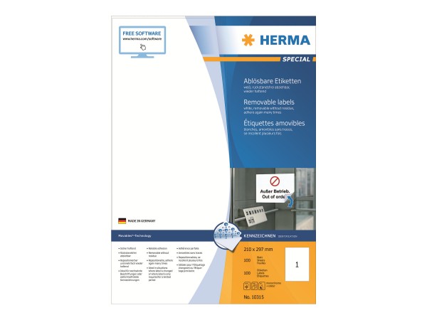 HERMA Special - Papier - matt - selbstklebend, entfernbarer Klebstoff - weiß - A4 (210 x 297 mm)