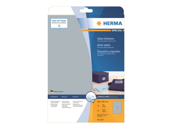 HERMA Special - Polyester - glänzend - permanent selbstklebend - Silber - A4 (210 x 297 mm)