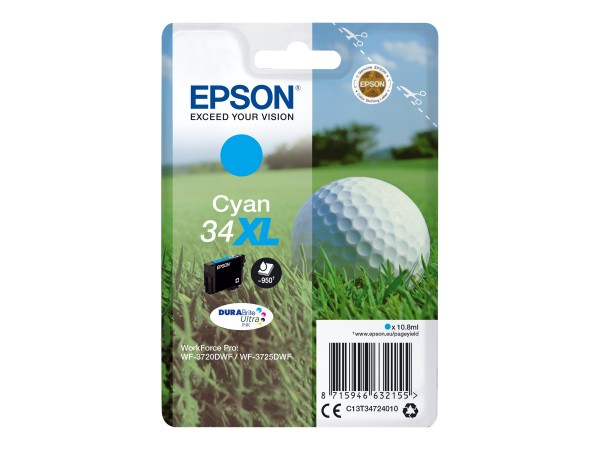 Epson 34XL - 10.8 ml - XL - Cyan - Original - Tintenpatrone