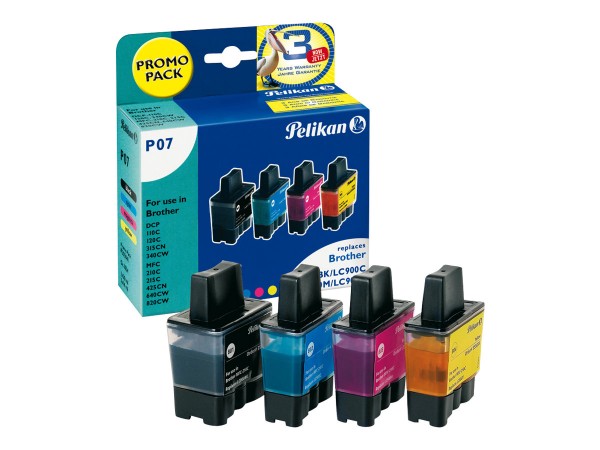 Pelikan Promo Pack P07 - 4er-Pack - Schwarz, Gelb, Cyan, Magenta - Tintenpatrone (Alternative zu: Br