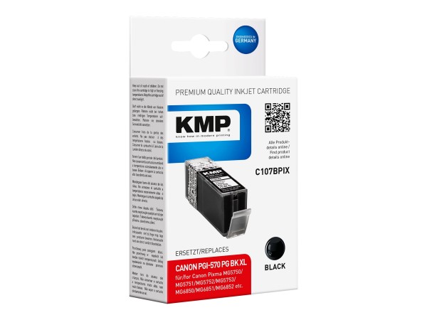 KMP C107BPIX - 22 ml - Hohe Ergiebigkeit - Schwarz - Tintenpatrone (Alternative zu: Canon PGI-570PGB