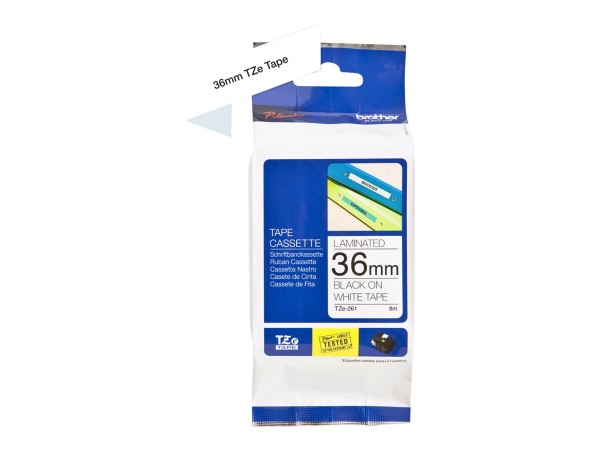 Brother TZe261 - Standard-Klebstoff - Schwarz auf Weiß - Rolle (3,6 cm x 8 m)