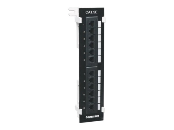 Intellinet Patch Panel, Cat5e, Wall-mount, UTP, 12-Port, Black