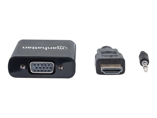 Manhattan HDMI auf VGA Konverter, HDMI-Stecker auf VGA-Buchse, mit Audio, optionaler USB Micro-B-Str
