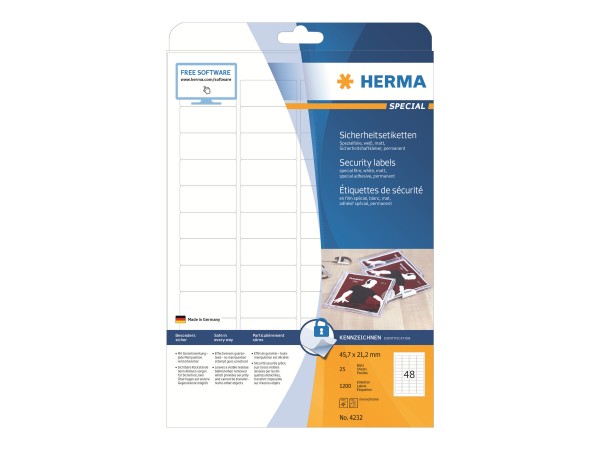 HERMA Special - Weiß - 45.7 x 21.2 mm 1200 Etikett(en) (25 Bogen x 48)