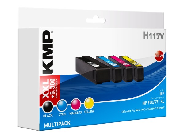 KMP MULTIPACK H117V - 4er-Pack - Hohe Ergiebigkeit - Schwarz, Gelb, Cyan, Magenta - Tintenpatrone (A