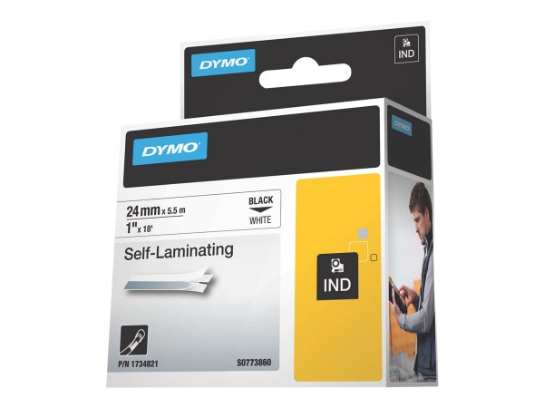 Dymo RhinoPRO Self Laminating - Vinyl - Schwarz auf Weiß - Rolle (2,4 cm x 5,5 m)